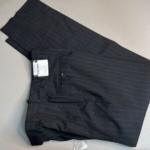 Wall Street Wool Blend dark gray pinstripe Dress Pants 32/38 NWT